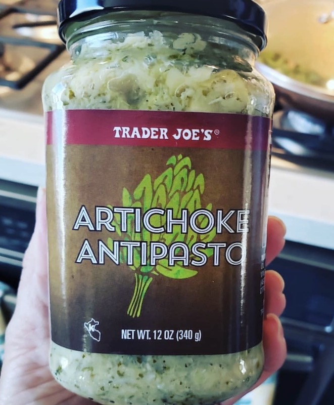 Trader Joe's jar of artichoke antipasto