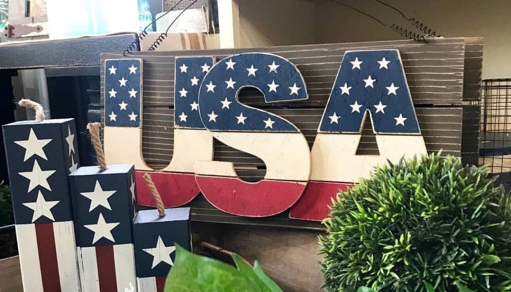 USA flag-themed decor