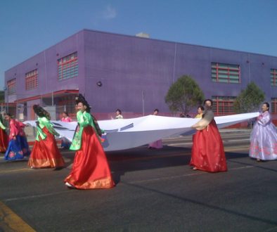 Korean Women Carrying Flag in LA Koreatown Parade