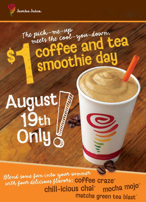 Coffee and Tea Smoothie Day at Jamba Juice