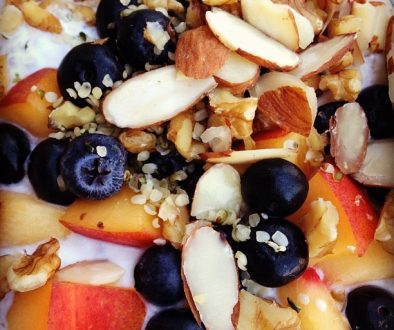 Yogurt with seeds and berries