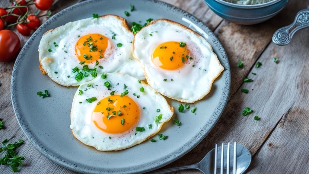 Three fluffy eggs on plate